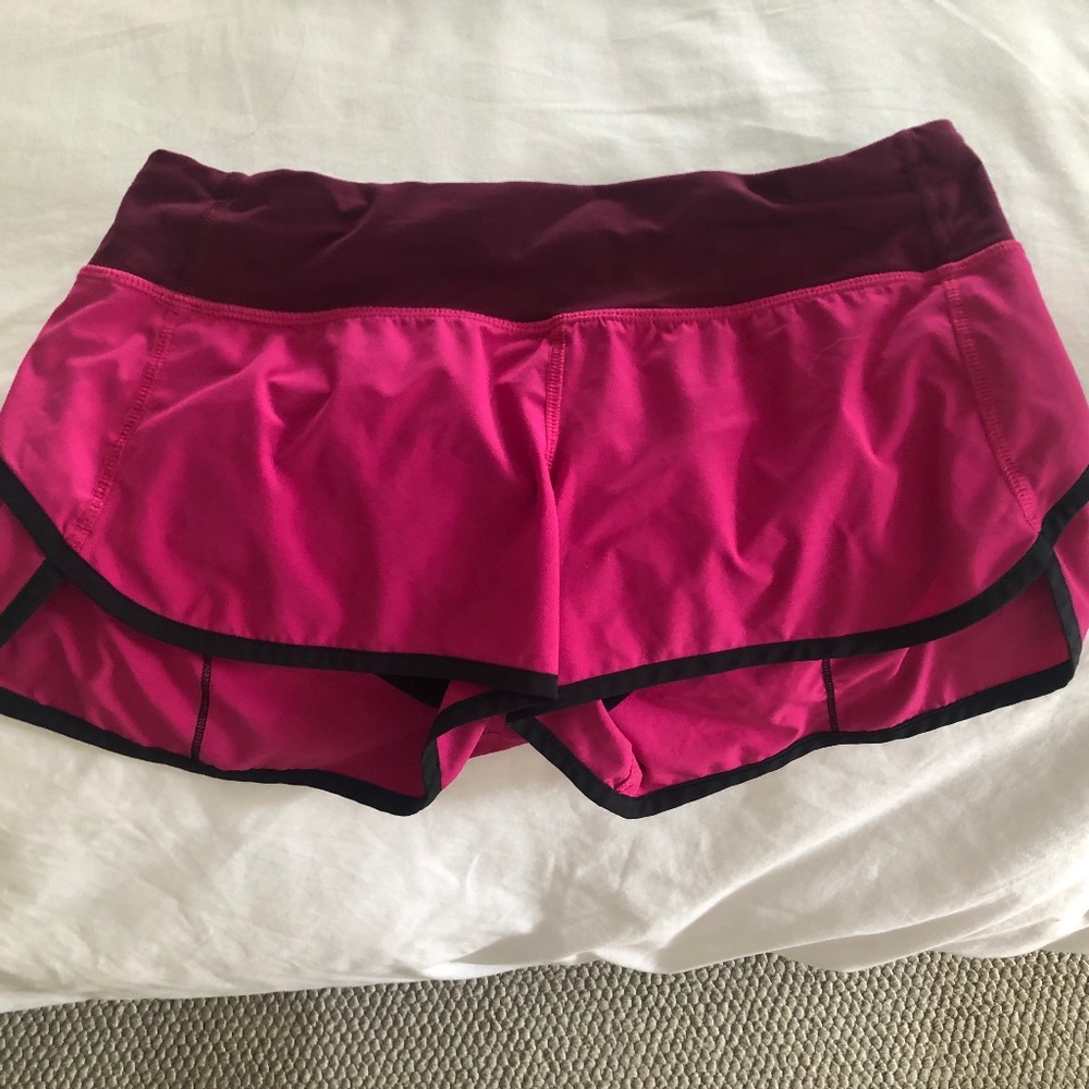 Pink Lululemon speed up shorts